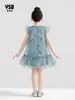 Ropa para Niños Yingsibo Vestido de Princesa para Niñas Vestido Dulce de Malla con Mangas Cortas Voladas Vestido para Niñas