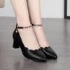Boca Baja Puntiaguda Elegante Conveniente Hebilla de un Carácter Tacón Medio Tacón Grueso Estable Duradero Libre de Pies Diario Comodín Zapatos