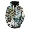 Sudadera con capucha unisex de corte holgado, con cremallera, estampado de leopardo multicolor, impresión 3D, estilo nuevo transfronterizo, directo del fabricante