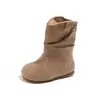Botas Femininas de Outono e Inverno Estilo Retro Slouch, Estilo Coreano, Elegantes, Forradas com Lã, Botas Western Versáteis, Botas Infantis, Calçados Infantis