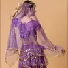 Diadema de Velos de Danza India para Adultos Pañuelo de Cabeza para Danza del Vientre Velo de Malla Tocado para Disfraz de Espectáculo Borla