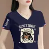 Ropa de mujer de marca con superávit de comercio exterior transfronterizo, camisetas de manga corta de nicho, hombros normales, tops ajustados