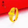 Vietnam areia ouro amor moedas uma variedade de abertura de anel senhoras latão banhado a ouro fu palavra duas gerações feliz anel atacado