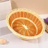 Cesta de Pão Trançada de Rattan Sintético Cesta de Lanches Cesta de Armazenamento para Exibição em Shopping Center Cesta Quadrada de Rattan para Frutas