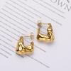 Pendientes de acero inoxidable chapados en oro de 18 quilates con diseño geométrico irregular y temperamento francés INS.