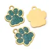 Liga Colorida Pingente de Pegada de Cachorro com Gotejamento de Óleo Tag de Gato com Glitter Pingente de Joia de Garra de Urso Feito à Mão DIY