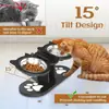 Comida de Madeira para Pets para Gatos e Cachorros em Estoque, Alimentos e Petiscos, Suporte de Alimentação Ajustável de Madeira Maciça de Chão para Uso Doméstico na Sala de Estar
