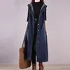 Nuevo Chaleco de Mezclilla sin Mangas con Capucha Holgado Largo Tallas Grandes Otoño 2024 para Ropa de Mujer Simple Holgado Moderno