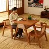 Mesa de Chá Móvel Sala de Estar Pequena Mesa de Jantar Mesa de Centro de Madeira Maciça Mesa de Cerimônia do Chá Apartamento Pequeno Uso Doméstico Cadeira de Rattan Trançado Combinação Conjunto de Três Peças