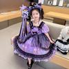 Vestido Corto de Mangas Cortas con Falda de Kuromi para Niñas Verano Niños Vestido de Princesa Lolita Cumpleaños Sanrio Cos