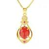 Colgante de Turmalina Natural Imitación Estilo Coreano de Lujo Ligero para Mujer, Moderno Colgante de Piedra Preciosa de Color Calcedonia Imitación Chapado en Cobre Oro Arena 24K