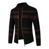 Jaqueta de Tricô Masculina Tendência Outono e Inverno Transfronteiriça Casaco com Zíper Cardigan Jaqueta Estilo Uniforme de Baseball Listrada Top Comércio Exterior