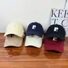 Gorra de Béisbol Bordada con Letra P Estilo Coreano para Mujer, Parte Superior Suave, Gorra Casual Versátil Lavada Que Hace que la Cara Parezca Más Pequeña, Gorra de Pico, Sombrero de Sol para Parejas
