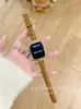 Correa de Cuero con Patrón de Bambú Brillante en Forma de I Adecuada para Apple Watch 10 S11 Huawei Fit4 Gt6 Xiaomi Pulsera