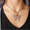 Collar de diamantes con cadena de garra de una sola capa, generoso temperamento de joyería transfronteriza de Europa y Estados Unidos, collar de mariposa grande con diamantes exagerados y viento