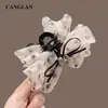 Pinza para el Cabello de Malla con Lunares y Lazo de Princesa, Mismo Estilo que la Blogger, Pinza de Tiburón Grande a la Moda y Elegante con un Toque de Alta Gama