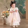 Hanfu Infantil com Tira de Borboleta Bordado Hanfu Antigo para Menina Vestido de Renda Vestido de Princesa Bordado de Fada para Bebê