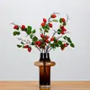 Morango artificial de alta qualidade com folhas, fruta falsa para decoração de casa, vitrine, paisagismo de jardim e adereços de fotografia