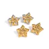 Brincos Estrela Bicolores Texturizados em Aço Inoxidável Transfronteiriços Estilo Europeu e Americano Ouro 18K Brincos de Alta Qualidade que Preservam a Cor para Mulheres