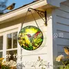 Colibrí Girasol Vitral Atrapasol Redondo Decoración Colgante para Ventana de Jardín Exclusivamente para Suministro Transfronterizo Adorno Colgante para Jardín