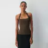 Top Deportivo Halter sin Espalda para Mujer de Amazon, Ropa Exterior Sexy de Verano Ajustada, Top Corto sin Mangas de Cuello Cuadrado Bm