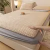 Lençol de Cama de Veludo de Leite Ajustável 100% Algodão Puro com Lã Adicionada e Espessado Algodão de Grau A Algodão Lavado Impermeável Conjunto de Três Peças Capa Protetora de Colchão