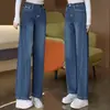 Jeans rectos retro para mujer, primavera, cintura alta, adelgazantes, corte holgado, estilo americano, pantalones negros estrechos de pierna ancha