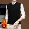 En stock Nivel 4 Anti-pilling 410g Extra Grueso Una Pieza Polar Cuello en V Chaleco Tejido para Hombre Chaleco Cardigan de Lana para Hombre