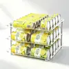 Artefato de Armazenamento de Geladeira Removível Transparente Multicamadas Reposição Automática Gaveta de Extração Rack de Armazenamento de Mesa para Latas de Refrigerante