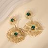Joyería europea y americana personalidad exagerada diseño de moda aretes de esmeralda aretes radiales redondos geométricos de alto sentido