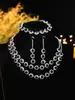 Joyería Nupcial Europea y Americana Collar Pendientes Set de Joyería Set para Vestido de Banquete Cadena Moda Versátil Elegante Accesorios Venta al por Mayor