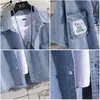 Camisa de Mezclilla para Hombre de Manga Corta Traje de Verano 2022 Nuevo Traje para Hombre con Atractiva Camisa de Manga Tres Cuartos