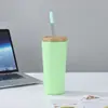 Taza Aislada de Acero Inoxidable 304 Transfronteriza, Taza Portátil para Coche al Vacío de Doble Capa, Diseño de Alta Apariencia con Popote, Vaso de Agua de Gran Capacidad