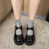 Zapatos de Cuero para Mujer 2025 Invierno Nuevo Mary Jane de Suela Gruesa Lazo con Falda Retro Estilo Japonés Jk Flats