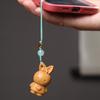 Pau-rosa Sândalo Sândalo Verde Coração Esculpido Coelho Miffy Corrente de Celular Chaveiro Decoração de Mochila Pingente