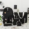 Nueva Mochila Transfronteriza Mochila para Estudiante Universitaria Set de Cinco Piezas Estilo Coreano Lona de Contraste Campus Estudiante de Secundaria Mochila Escolar