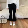 Pantalones Casuales para Niñas de Primavera y Verano, Elegantes Pantalones Acampanados Ribeteados Elásticos de Corte Delgado, Estilo Coreano Moderno para Niños