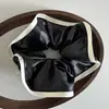 Anel de Cabelo de Cetim de Alta Qualidade Estilo Francês Estilo Chanel Preto e Branco Cor Dupla Anel de Cabelo de Intestino Grosso Corda de Cabelo com Bola Flor de Cabelo Acessórios de Cabelo para Mulheres