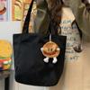 Bolsa de Lona Simples Casual Estilo Japonês Ins para Mulheres Outono 2025 Bolsa Tote de Grande Capacidade Bolsa de Ombro Estudante para Deslocamento