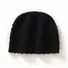Gorro de Cachemira para Mujer 100% Cachemira Pura Ganchillo Calado Flor Baotou Cara Pequeña Cálido Encaje Flor Tejido