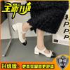 Zapatos Mary Jane de Estilo Hada Francés Primavera y Verano Nuevo Nicho Cómodos Tacón Grueso Zapatos de Tacón Alto Zapatos con Lazo Estilo Chanel