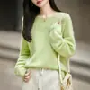Suéter feminino de tricô escovado em lã de cashmere, nova coleção outono e inverno, prêt-à-porter de alta qualidade, gola redonda, mangas compridas, corte solto com ombros caídos, moderno