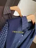 Elegante y moderna camisa de chal a cuadros, conjunto de dos piezas de corte holgado, nueva colección de principios de otoño para mujer, H090514