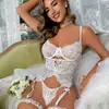 Conjunto de Sujetador de Encaje Negro Sexy con Costuras Transparentes de Ajuste Delgado con Circunferencia de Pierna para Mujer 2024 Europeo y Americano
