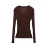 Ropa de mujer transfronteriza 2026 Estilo europeo y americano moda versátil casual ajuste ceñido con botones decorados cuello en V suéter de punto para mujer F71245
