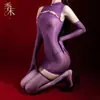 Cheongsam sedutor semi-transparente, transparente, sedoso, brilhante, ultrafino, novo estilo chinês, abotoado, com design aberto, conjunto de lingerie sexy sem remoção para mulheres