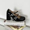 Zapatos de Tacón Alto de Tacón Grueso Pequeño Negros Suaves y Sencillos de Celebridad de Internet para Mujer Nuevos 2025 Otoño e Invierno Zapatos Franceses Mary Jane