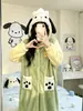 Pijama de Coral Fleece para Mujer Otoño Invierno Nuevo Estilo Set Portátil con Cremallera Moda Suelto Engrosado Cálido Cárdigan Ropa de Casa