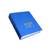 Livro de tecido azul em estoque capa dura capa dura livro de armazenamento de cartões modelo de madeira livro fichário de três furos A4