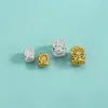 Acessórios Estilo Coreano em Prata Esterlina S925 Banhados a Ouro Diamante Contas Espaçadoras de Florzinhas Quadrados Vazados Impressos Contas Soltas Contas para Pulseira de Cristal